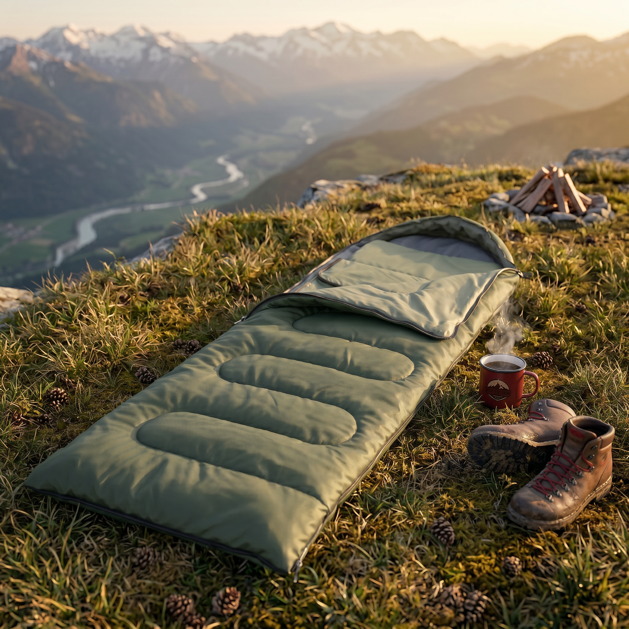 Combo Sac de Couchage + Doublure — Chaud et confortable du printemps à l'automne.